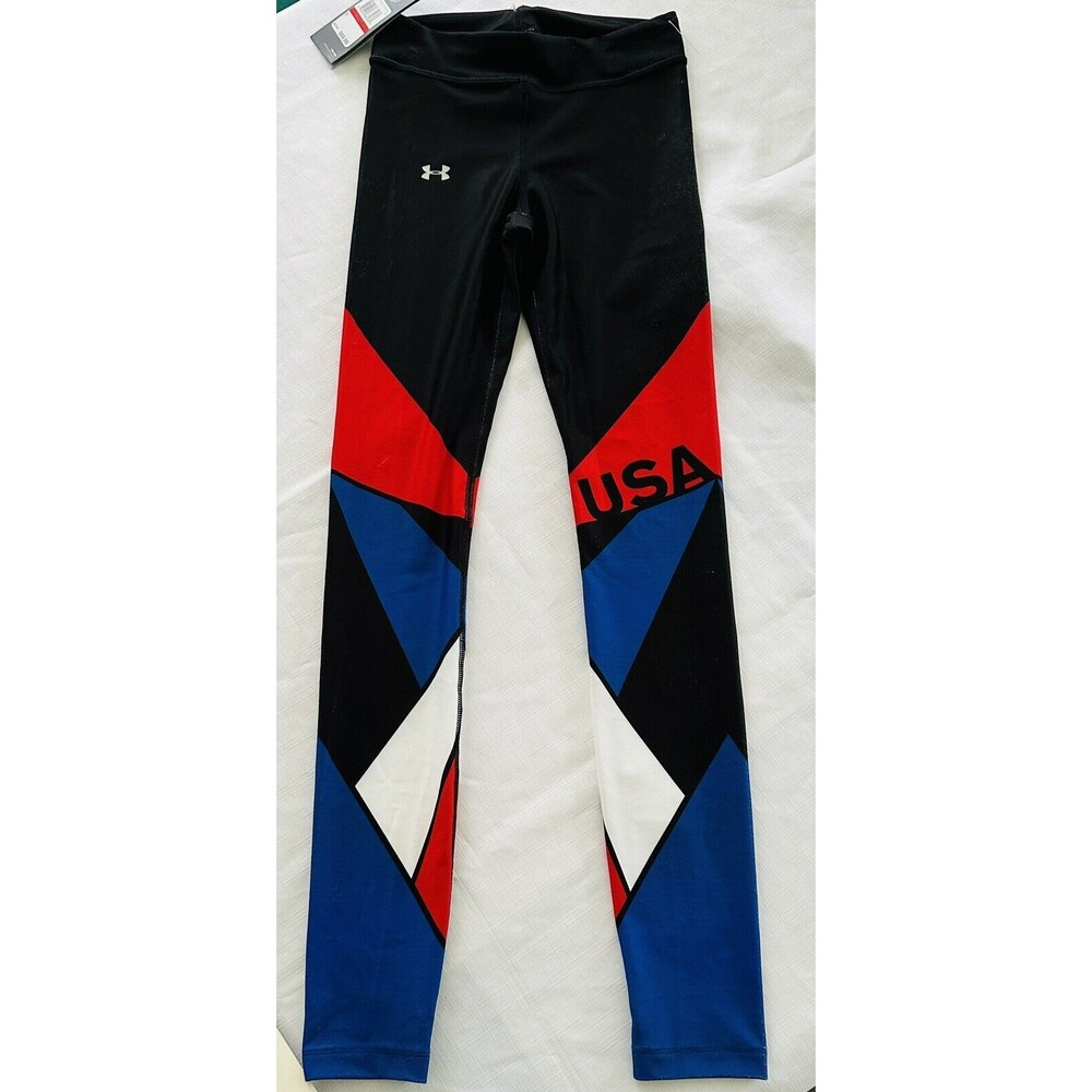 UA Under Armour Compression XS Womens USA Heatgear Patriotic Leggings Flag NWT